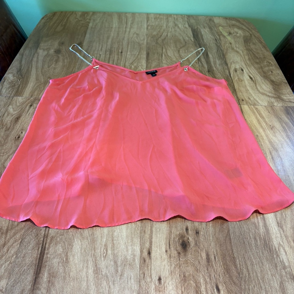 3/$25 Torrid Pink Lightweight Sheer Metal Chain Strap Tank Top Women Plus Size 1